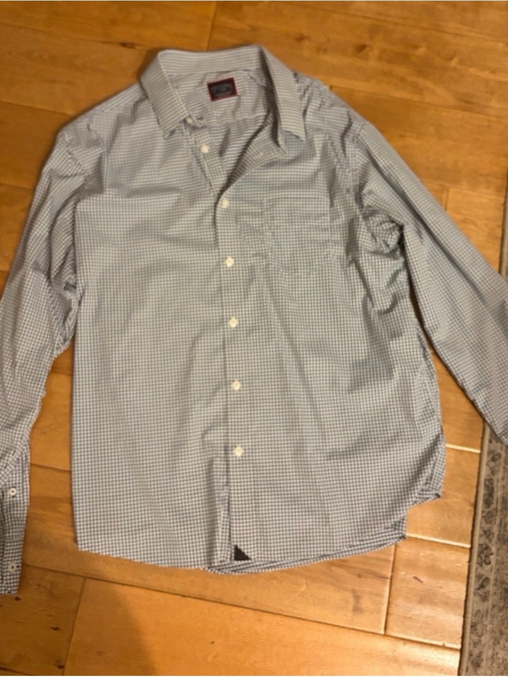 Two Men's large untuckit. Blue Gingham Button-Down and gray button down